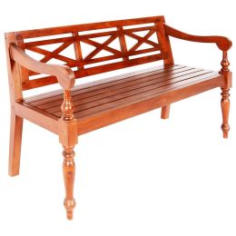 Batavia Bench 48.4" Solid Mahogany Wood Dark Brown