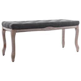 vidaXL Bench Linen Solid Wood 43.3" x 15" x 18.9" Dark Gray