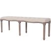 vidaXL Bench Linen Solid Wood 59.1" x 15.7" x 18.9" Cream White