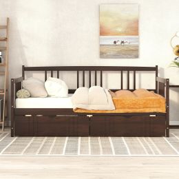 Twin Size Daybed Wood Bed with Two Drawers; Espresso(OLD SKU:LP000057AAP)