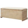 TREXM Rustic Storage Bench with 3 Removable Classic Rattan Basket ; Entryway Bench with Removable Cushion (White Washed)