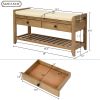 TREXM Shoe Rack with Cushioned Seat and Drawers; Multipurpose Entryway Storage Bench (Old Pine)