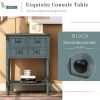 TREXM Narrow Console Table; Slim Sofa Table with Three Storage Drawers and Bottom Shelf for Living Room; Easy Assembly (Navy)