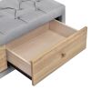 Upholstered Wooden Storage Ottoman Bench with 2 Drawers For Bedroom; Fully Assembled Except Legs and Handles; Padded Seat with Rubber Wood Leg-Gray