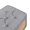 Upholstered Wooden Storage Ottoman Bench with 2 Drawers For Bedroom; Fully Assembled Except Legs and Handles; Padded Seat with Rubber Wood Leg-Gray