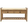 TREXM Shoe Rack with Cushioned Seat and Drawers; Multipurpose Entryway Storage Bench (Old Pine)