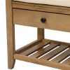 TREXM Shoe Rack with Cushioned Seat and Drawers; Multipurpose Entryway Storage Bench (Old Pine)