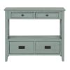 36'' Farmhouse Pine Wood Console Table Entry Sofa Table with 4 Drawers & 1 Storage Shelf for Entryway Living Room Bedroom Hallway Kitchen(Green)