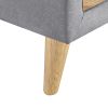 Upholstered Wooden Storage Ottoman Bench with 2 Drawers For Bedroom; Fully Assembled Except Legs and Handles; Padded Seat with Rubber Wood Leg-Gray