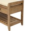 TREXM Shoe Rack with Cushioned Seat and Drawers; Multipurpose Entryway Storage Bench (Old Pine)