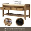 TREXM Shoe Rack with Cushioned Seat and Drawers; Multipurpose Entryway Storage Bench (Old Pine)