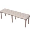 vidaXL Bench Linen Solid Wood 59.1" x 15.7" x 18.9" Cream White