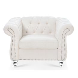 1 Seater Sofa For Living Room (Color: White + Polyester)