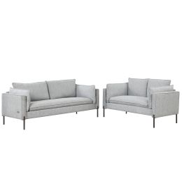 2 Piece Sofa Sets Modern Linen Fabric Upholstered Loveseat and 3 Seat Couch Set Furniture for Different Spaces; Living Room; Apartment(2+3 seat) (Color: pic)